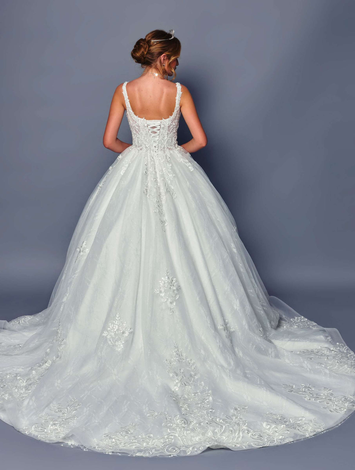 DeKlaire Bridal 489 Wedding Dress V-Neck A-Line Ball Gown