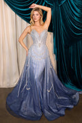 Andrea & Leo A1508 Fitted Layered Overskirt Ombre Pattern Formal Gown – Prom Dress
