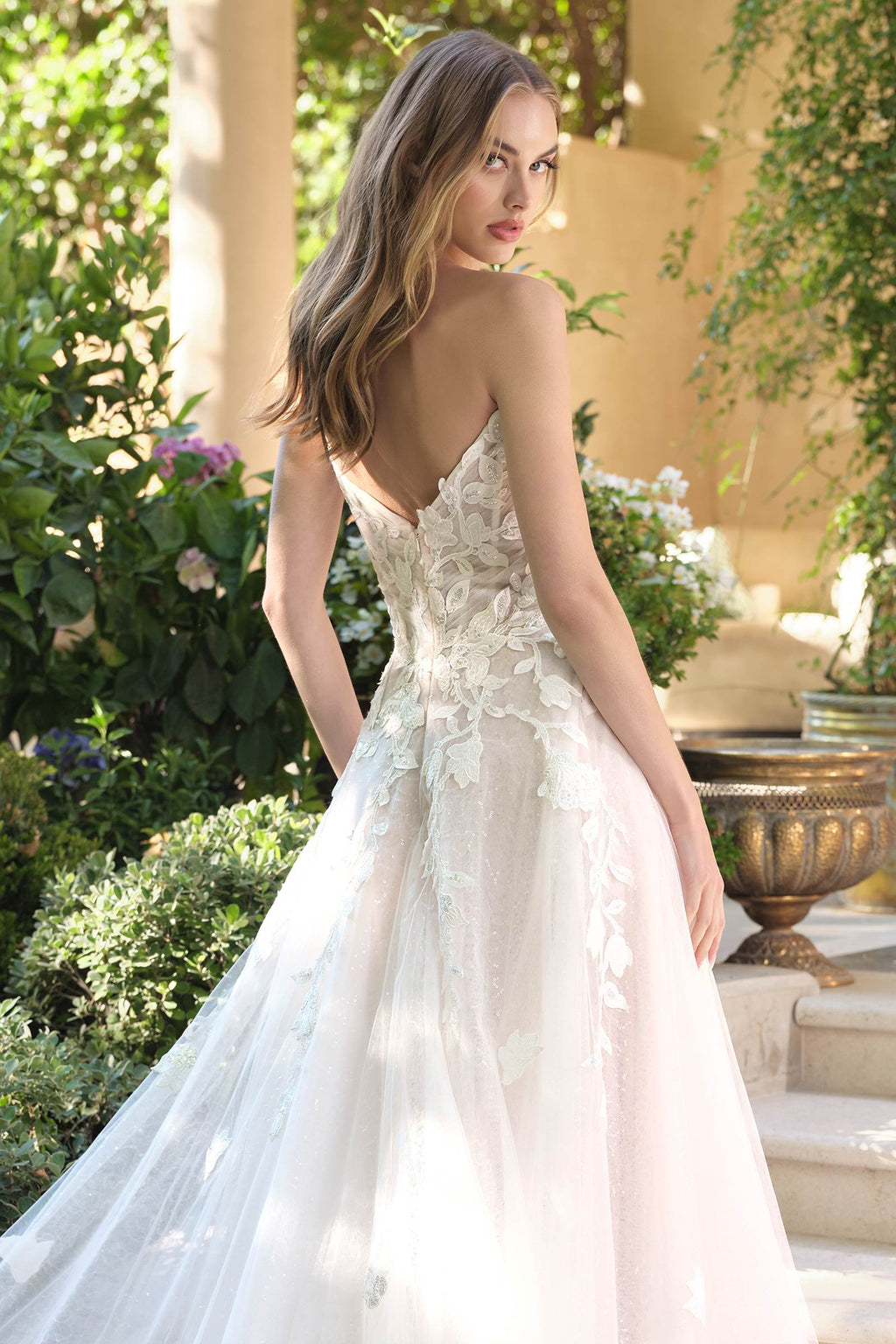 Andrea & Leo WL070 A-Line Strapless Illusion Plunge Neck Wedding Dress